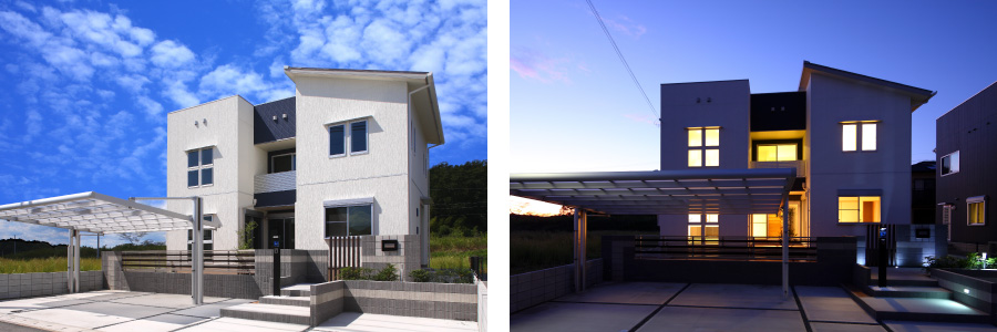 センターデッキのある家