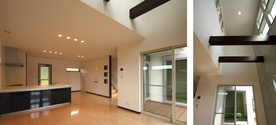 センターデッキのある家