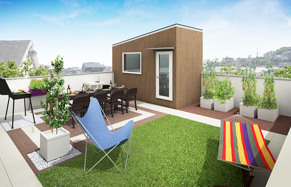 青い空の下で、家族の思い出を紡ぐ屋上